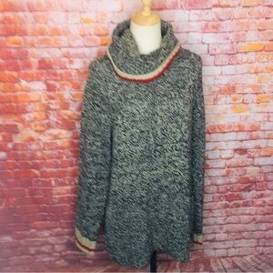 Bluenotes Black and White Marled Cowl Neck Knit Sweater